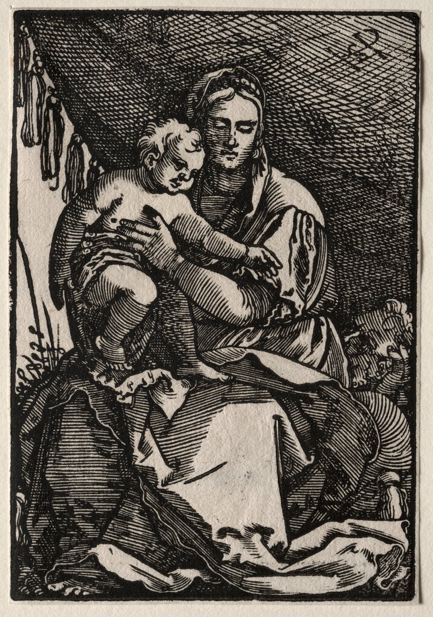 A Sagrada Família debaixo de uma tenda. de Hans Sebald Beham