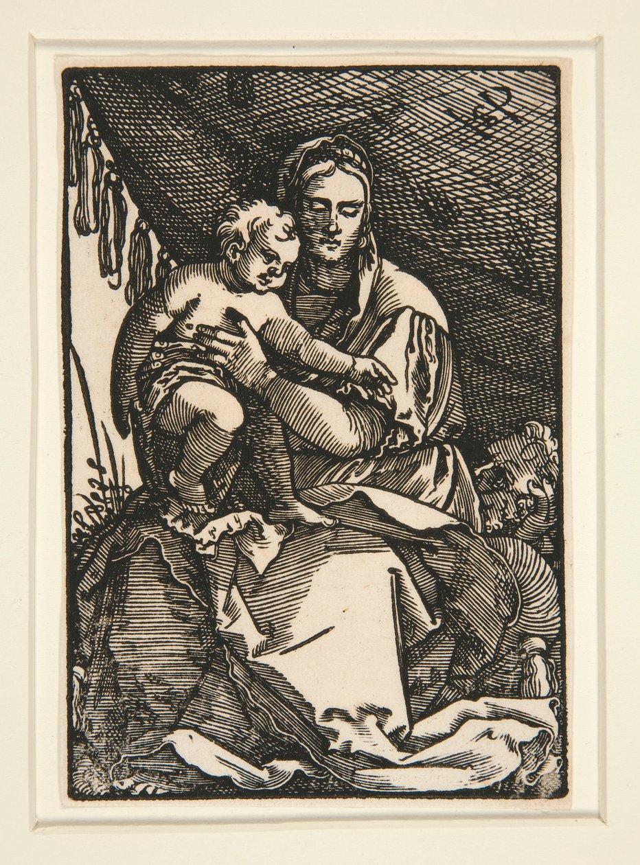 A Sagrada Família sob o dossel de Hans Sebald Beham