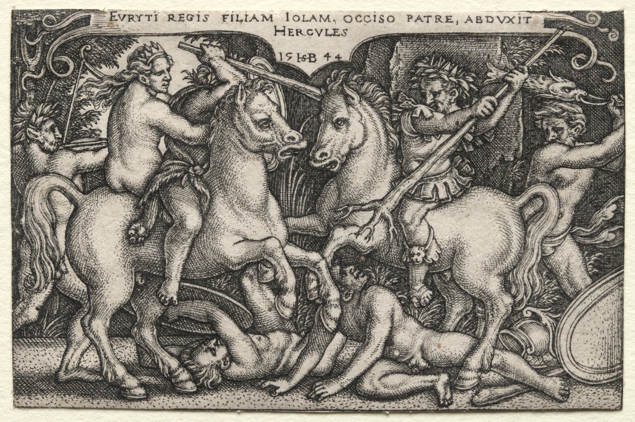 Os trabalhos de Hércules: Hércules abduzindo Iole, 1544. de Hans Sebald Beham