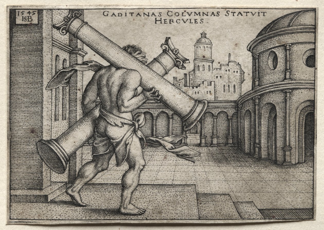 Hércules carregando as colunas de Gades de Hans Sebald Beham