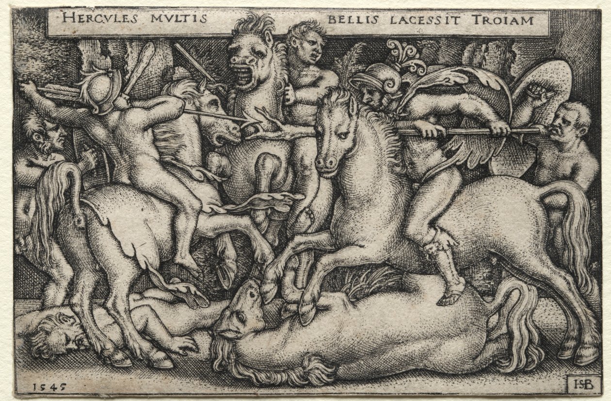 Os trabalhos de Hércules: Hércules conquistando Tróia, 1545. de Hans Sebald Beham