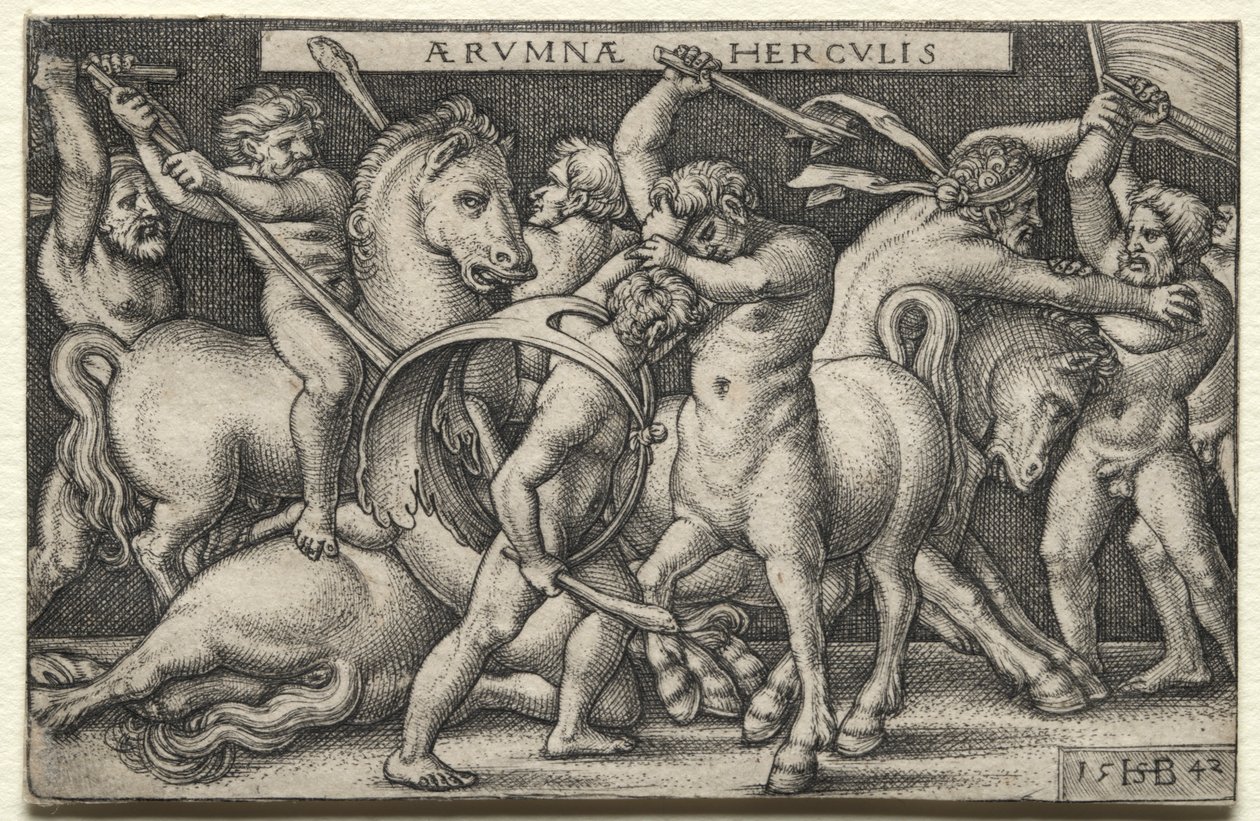 Hércules a derrotar os centauros de Hans Sebald Beham
