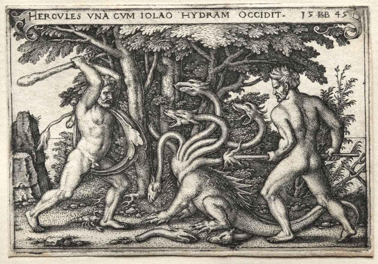 Os trabalhos de Hércules: Hércules matando a Hidra de Lernean de Hans Sebald Beham