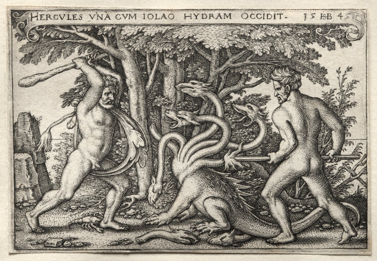 Os trabalhos de Hércules: Hércules matando a Hidra de Lernean de Hans Sebald Beham