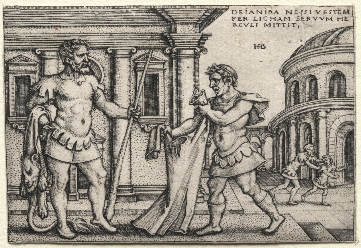 Hércules a receber a veste embebida em sangue de Nessuss, 1542. de Hans Sebald Beham