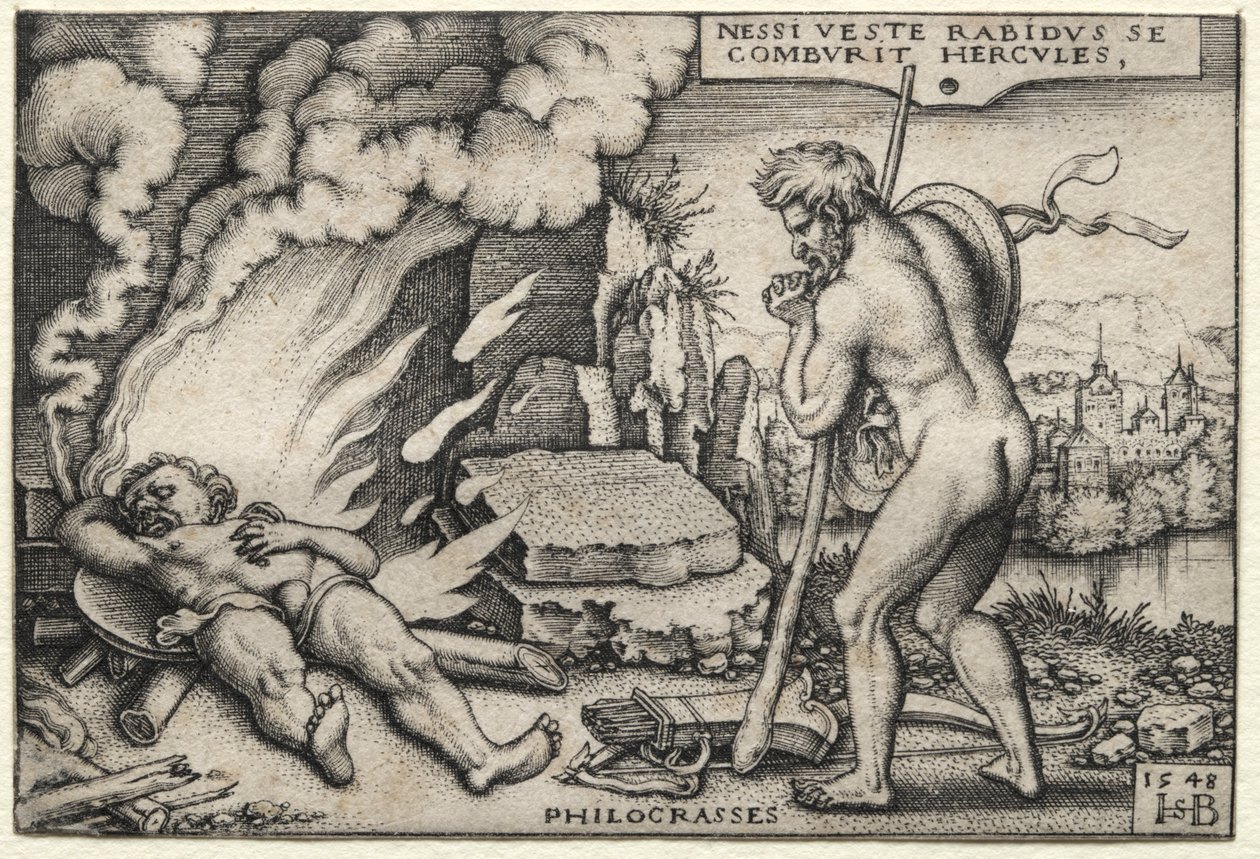 Os trabalhos de Hércules: Hércules em sua pira de Hans Sebald Beham