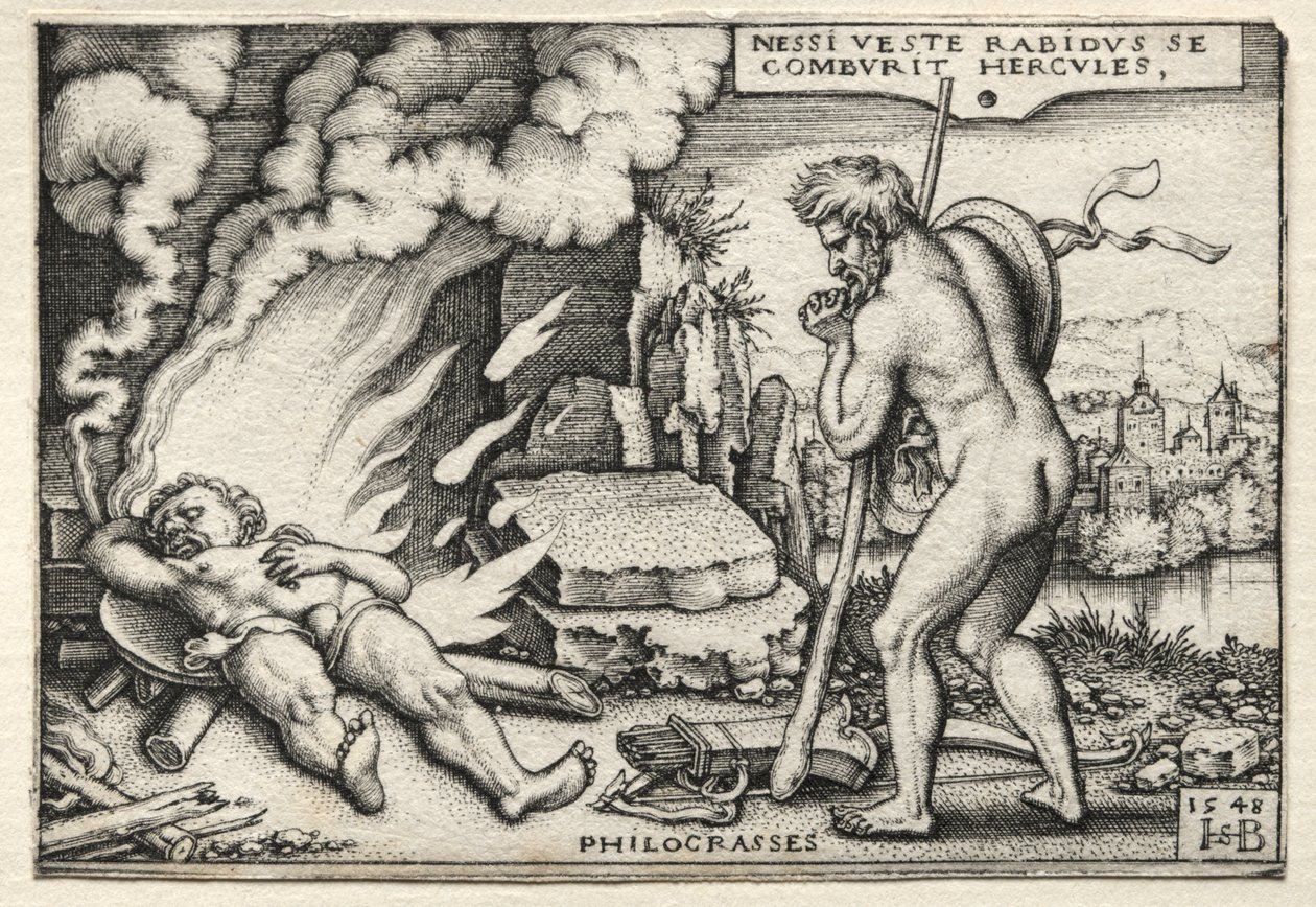 Os trabalhos de Hércules: Hércules em sua pira de Hans Sebald Beham