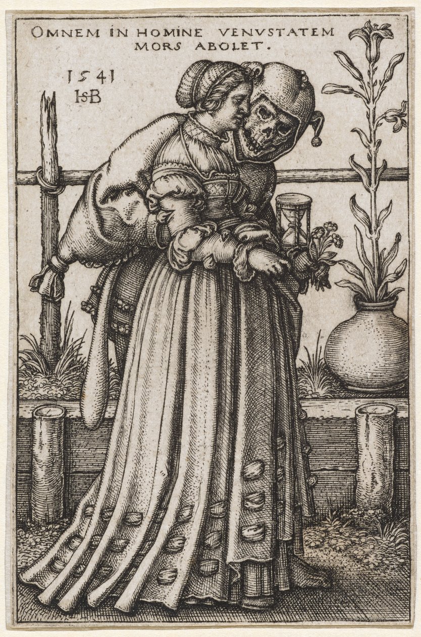 A Dama e a Morte, 1541 (gravura em chapa de cobre) de Hans Sebald Beham