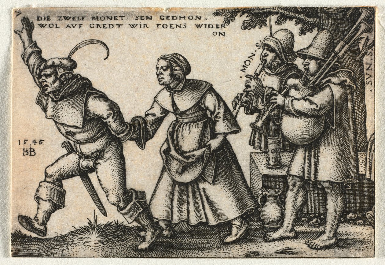 O Casamento Camponês ou os Doze Meses: No. 7 de Hans Sebald Beham