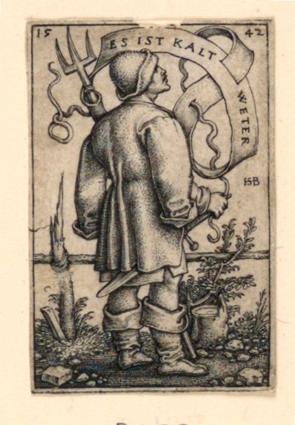 O Camponês do Tempo: "Está frio" de Hans Sebald Beham