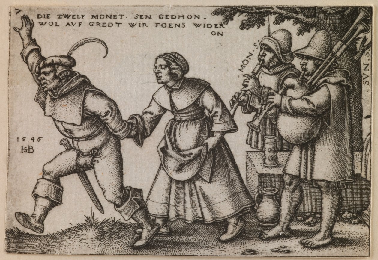 "O Fim do Ano" da série "A Festa dos Camponeses ou Os Doze Meses" de Hans Sebald Beham