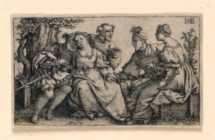 Dois Casais e o Palhaço de Hans Sebald Beham