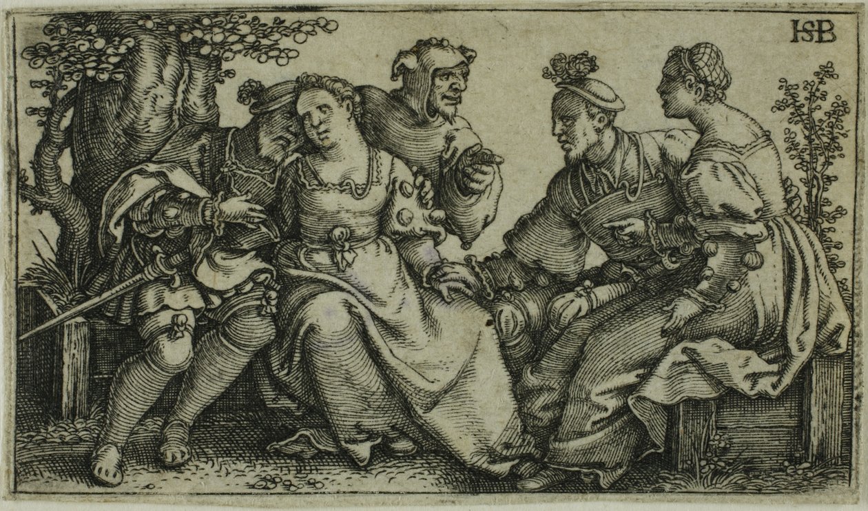 Dois Casais e o Palhaço de Hans Sebald Beham