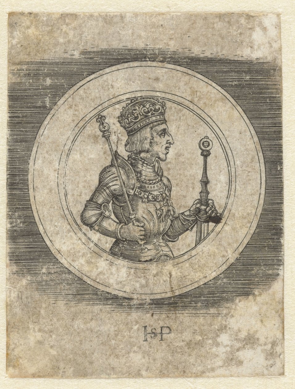 Frente da medalha com retrato do rei Fernando I da Hungria e Boêmia, a meio comprimento de Hans Sebald Beham