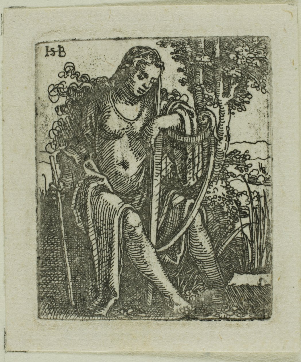 Mulher com uma harpa | Hans Sebald Beham | Impressão de arte