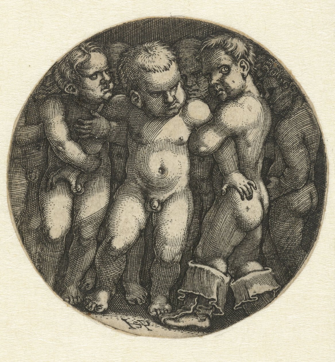 Sete rapazes nus de Hans Sebald Beham