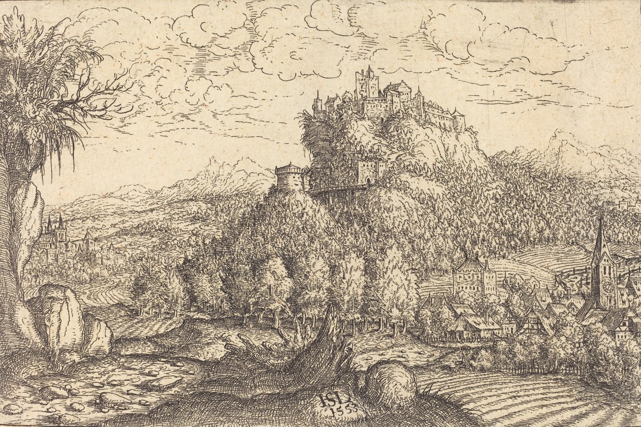 Paisagem com Castelo ao Centro, 1553. de Hans Sebald Lautensack