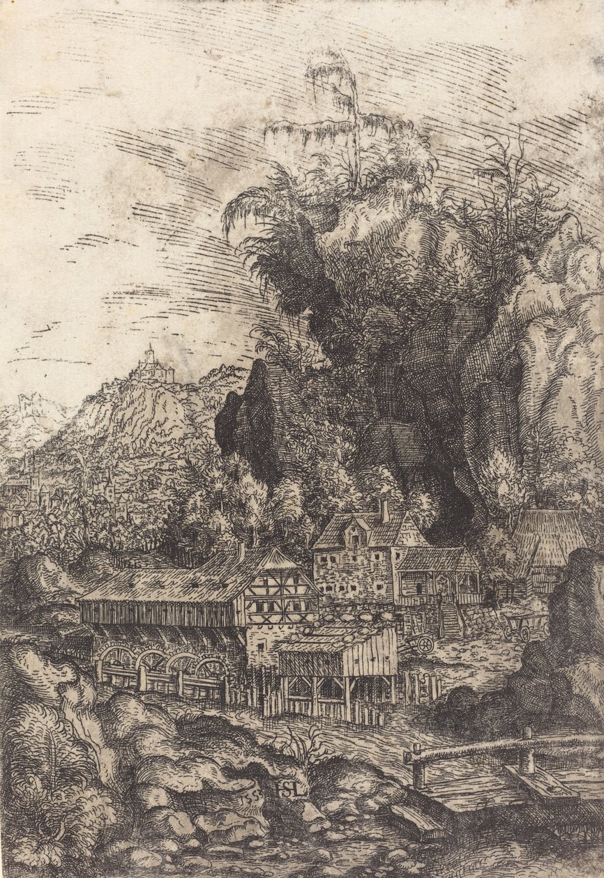 Paisagem com Moinho de Água, 1553. de Hans Sebald Lautensack