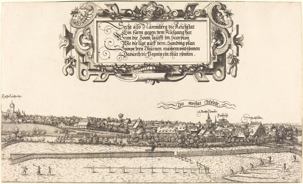 Vista de Nuremberg do leste [seção direita], 1552. de Hans Sebald Lautensack