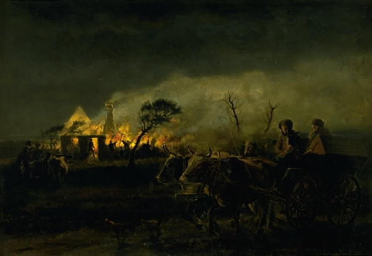 Uma fazenda em chamas de Hans Smidth