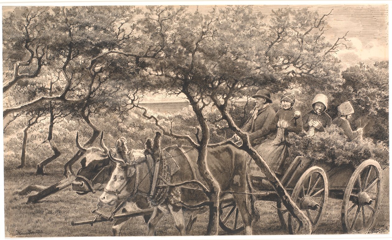 Um veículo de garanhão. Através do matagal. Hammerum Herred de Hans Smidth