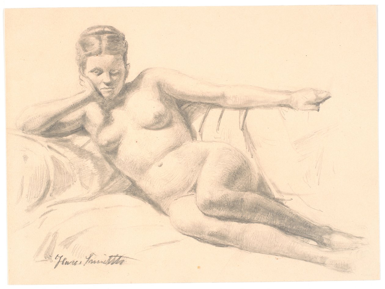 Modelo feminino deitada de Hans Smidth