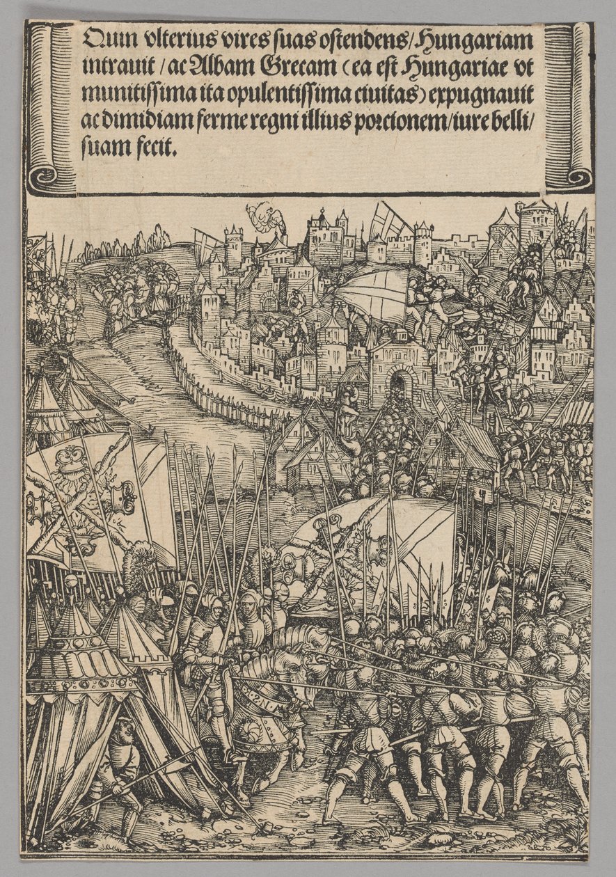 Campanha Húngara, placa 14 de Cenas Históricas da Vida do Imperador Maximiliano I do Arco do Triunfo de Hans Springinklee