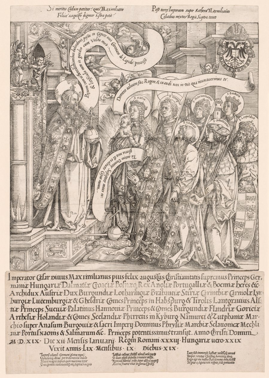 Maximiliano Apresentado por Seus Santos Padroeiros ao Todo-Poderoso de Hans Springinklee