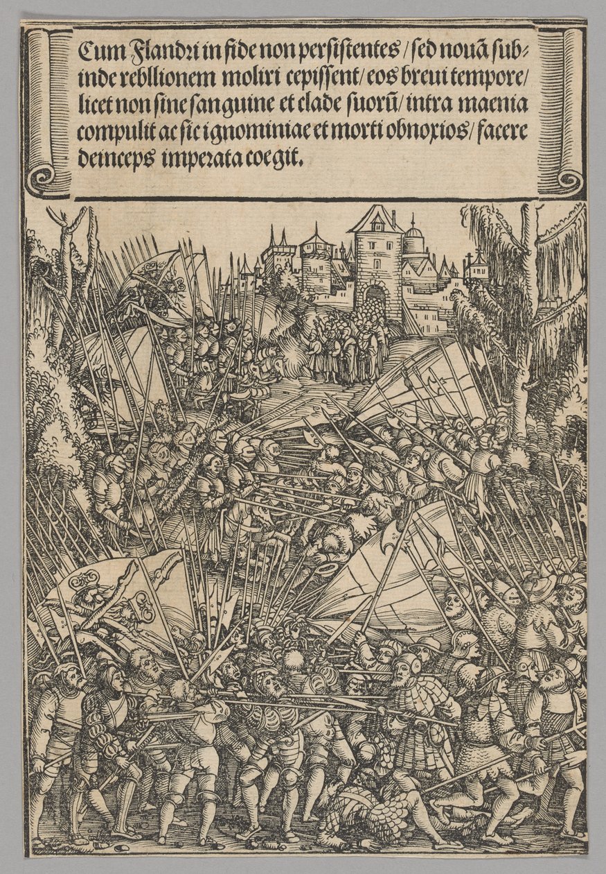 Segunda Rebelião Flamenga, placa 10 de Cenas Históricas da Vida do Imperador Maximiliano I do Arco do Triunfo de Hans Springinklee