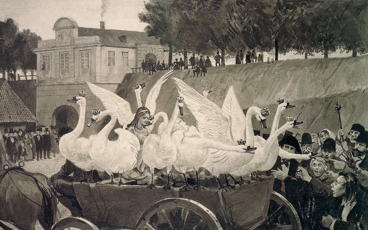 Wild Swans, ilustração de Hans Tegner (1853-1932) para conto de fadas de Hans Christian Andersen (1805-1875) de Hans Tegner