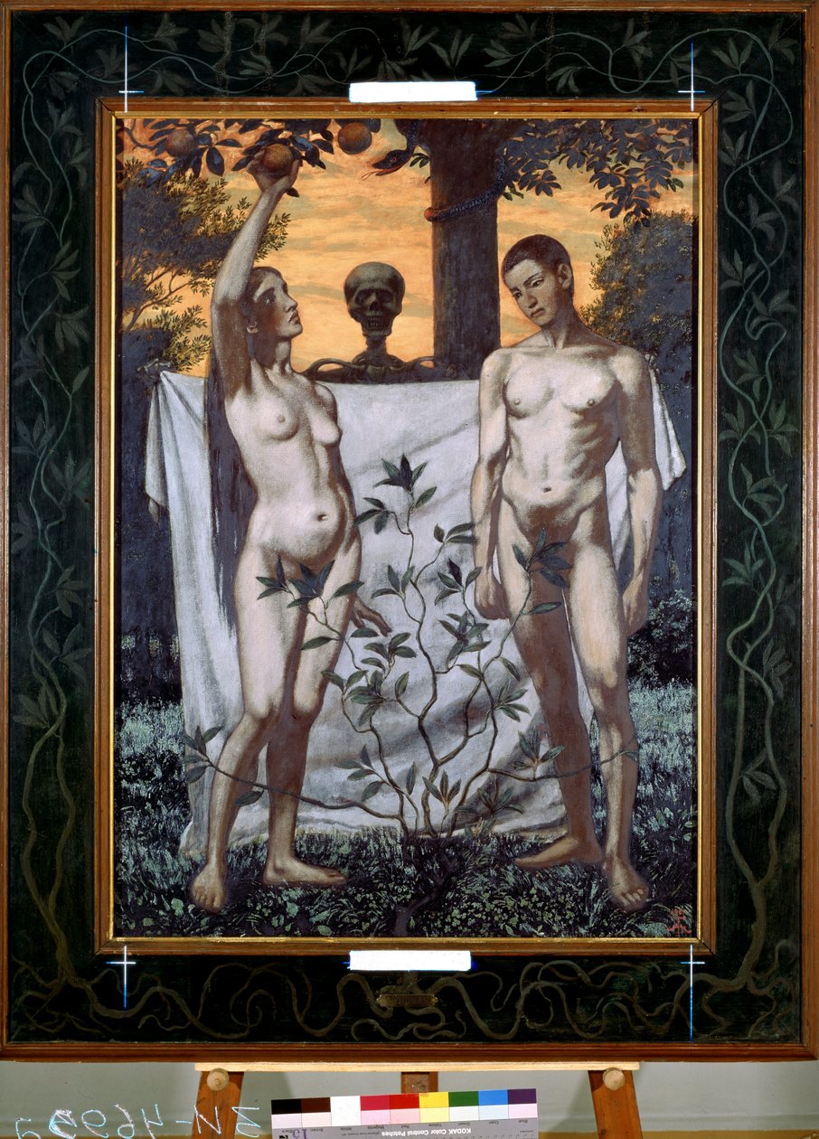 Adão e Eva (Adão e Eva). Pintura de Hans Thomas (1839-1924). Óleo sobre tela de Hans Thoma