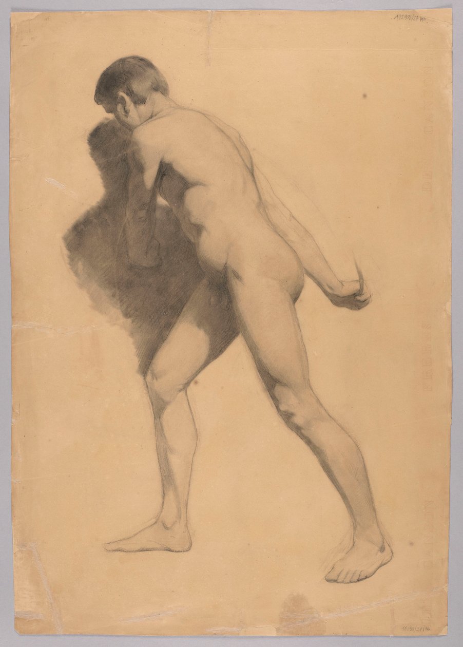 Nu masculino de perfil, verso: Nu de um homem sentado de Hans Thoma