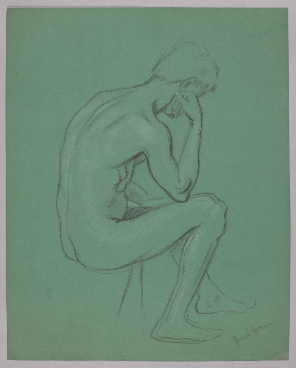 Nu de homem sentado de Hans Thoma