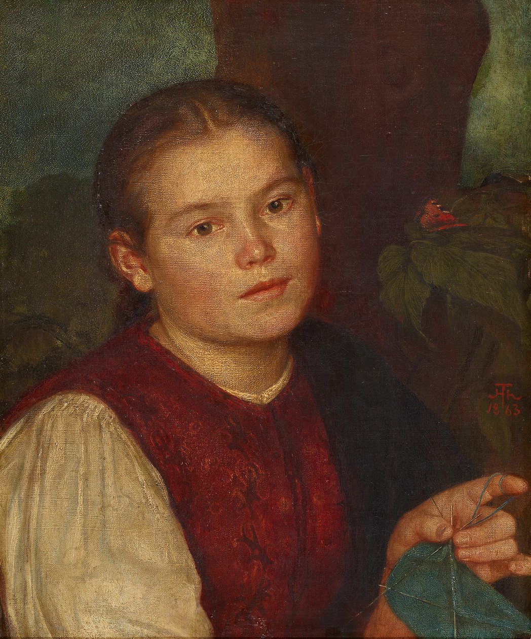 Retrato da irmã Agathe de Hans Thoma