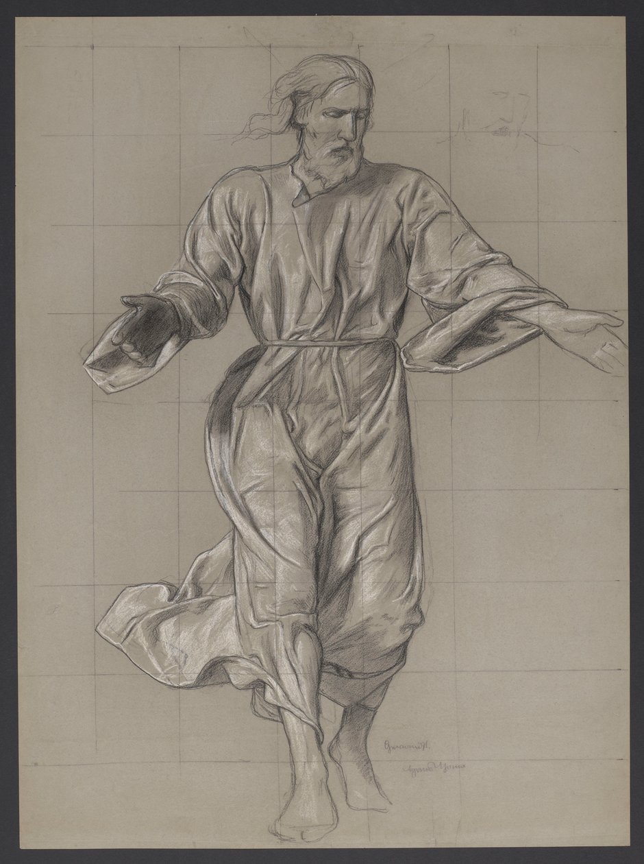 Cristo com as vestes ao vento, de braços abertos de Hans Thoma