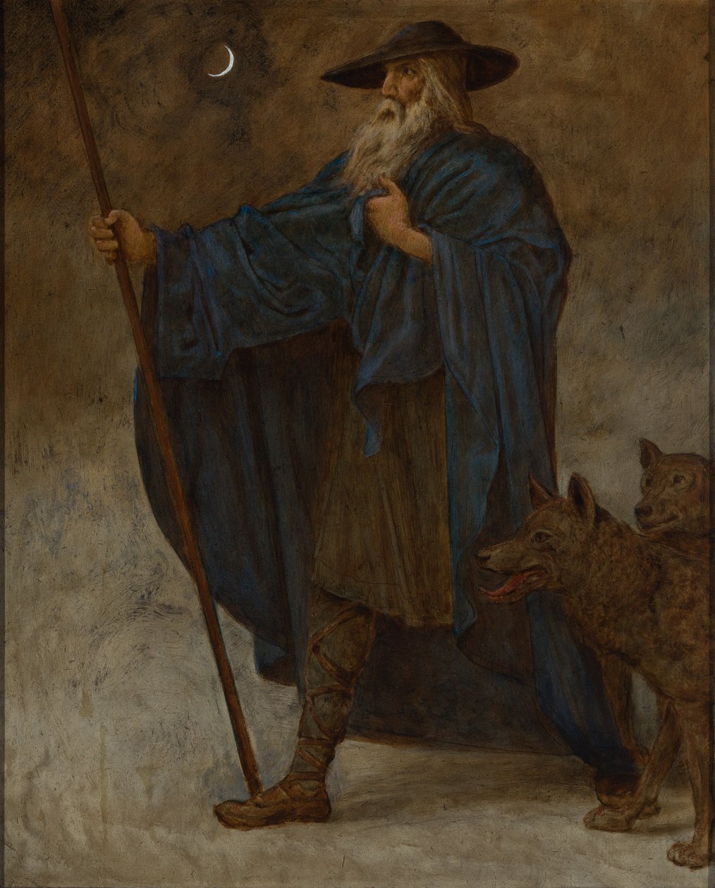 Dezembro (Wotan com lobos) de Hans Thoma