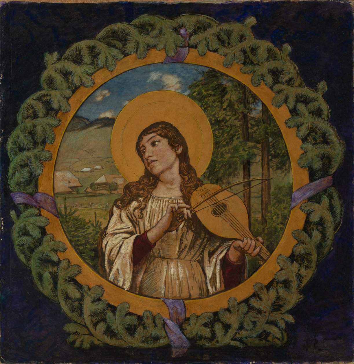 Santa Cecília na coroa de abeto de Hans Thoma