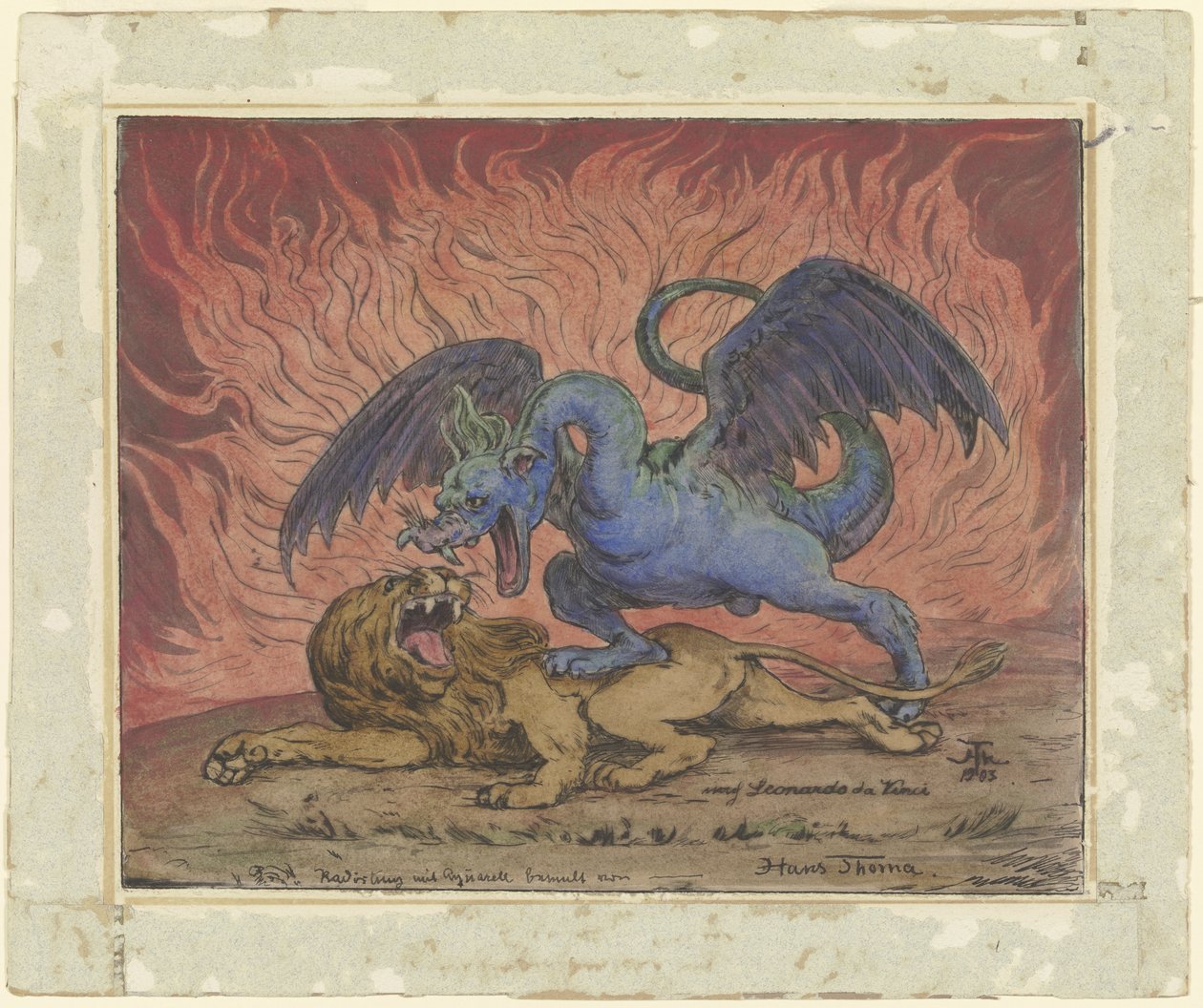 Dragão e Leão de Hans Thoma
