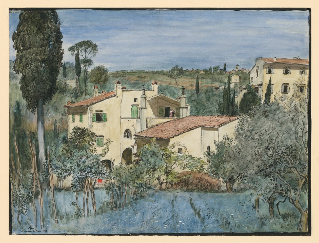 Uma villa nos arredores de Florença de Hans Thoma