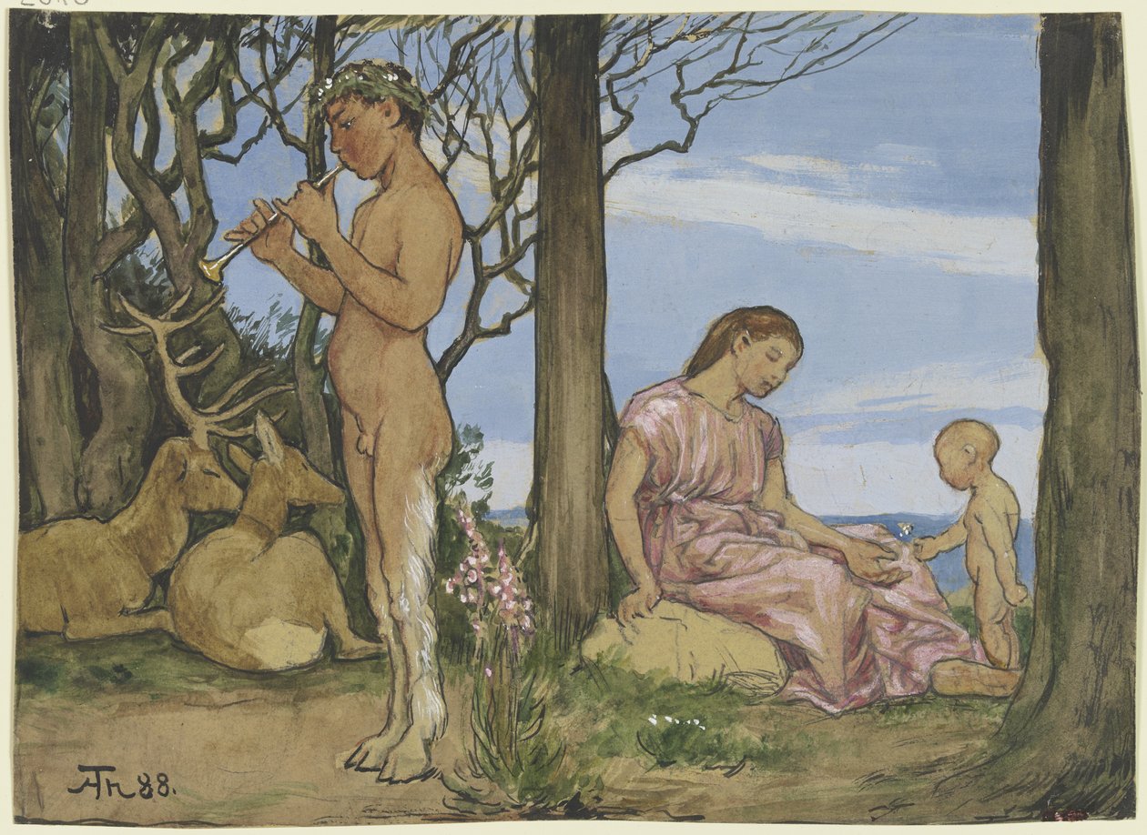 Fauno e ninfa de Hans Thoma