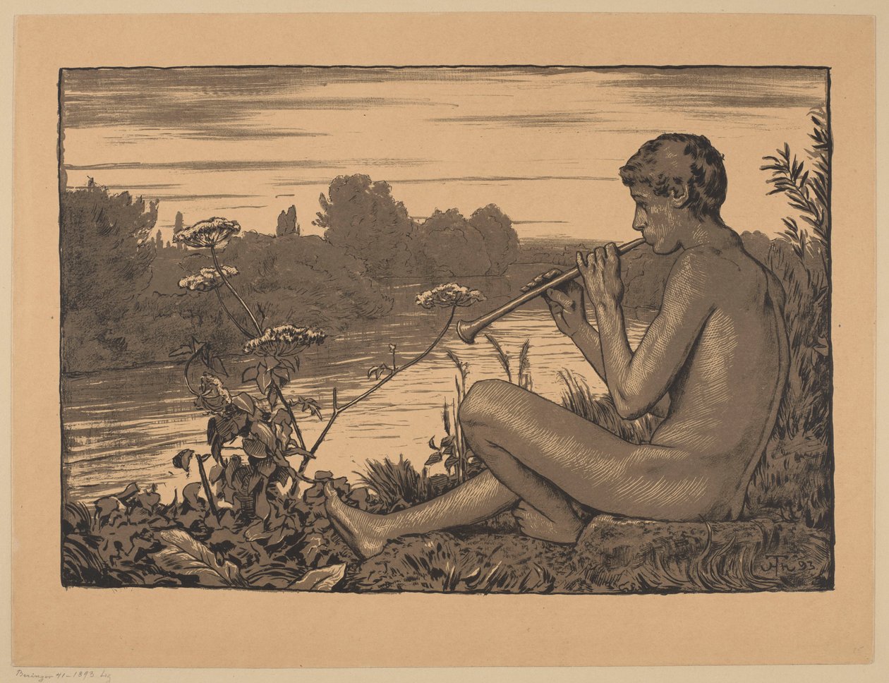 Fauno a tocar flauta de Hans Thoma