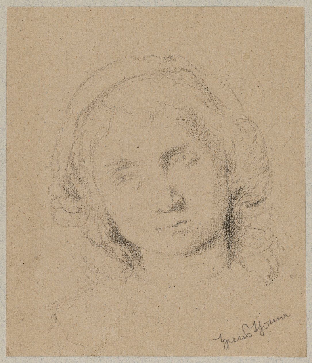 A cabeça de uma jovem mulher de Hans Thoma