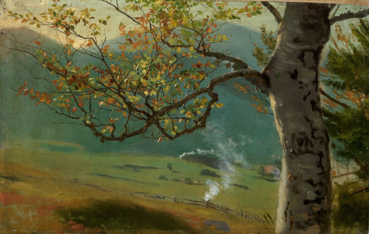 Árvore outonal em frente a Wiesental de Hans Thoma