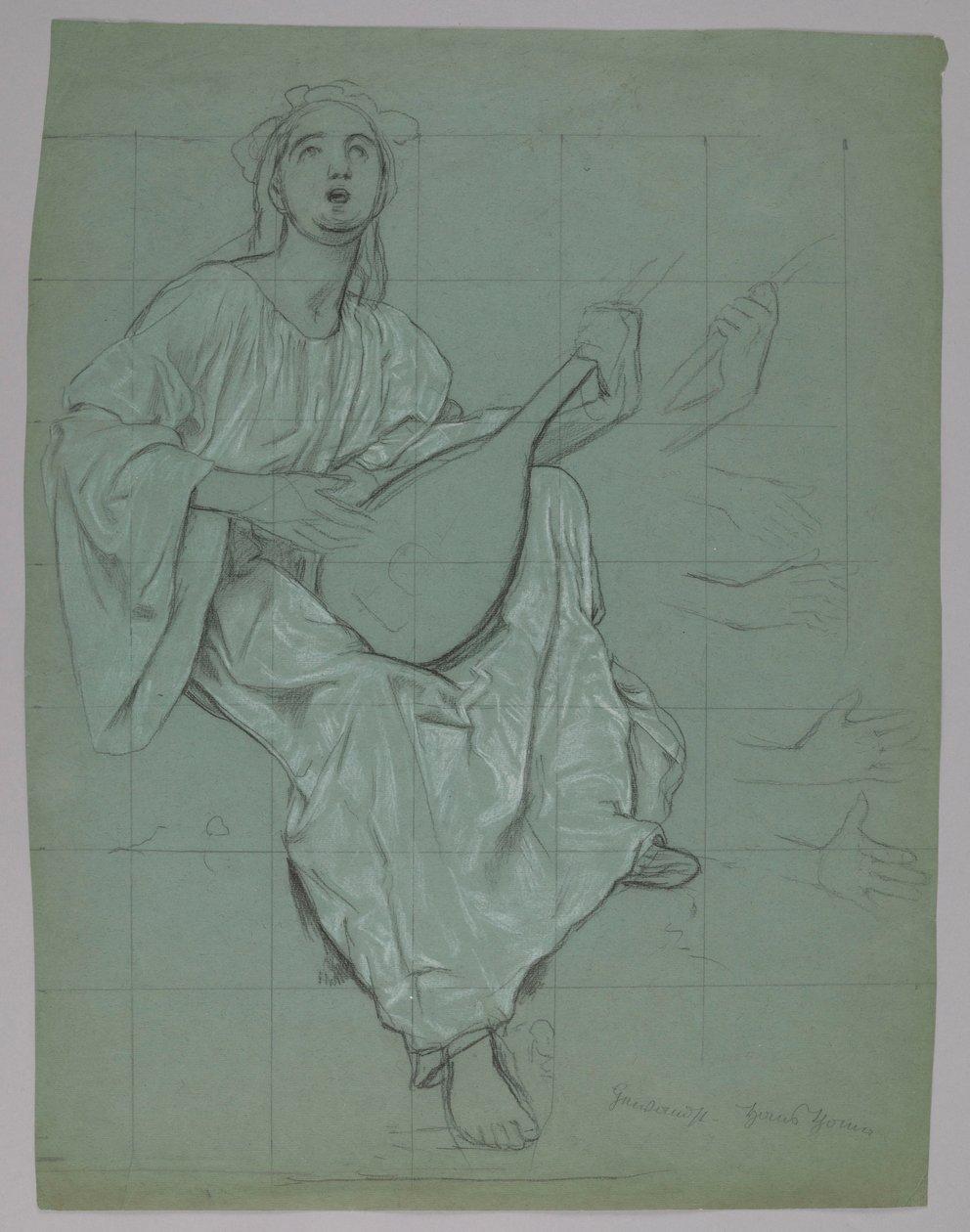 Lutnistka (frente e verso) de Hans Thoma