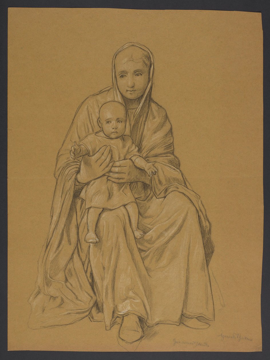 Maria com Jesus ao colo de Hans Thoma