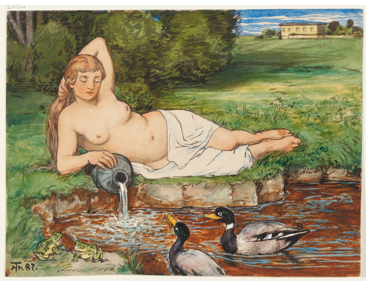 Ninfa junto a um ribeiro de Hans Thoma
