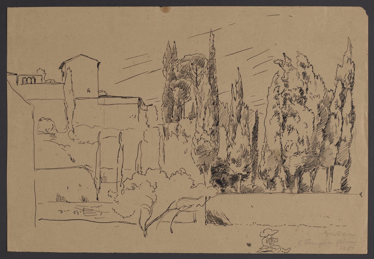 Arredores do mosteiro de São Francisco, em Florença de Hans Thoma