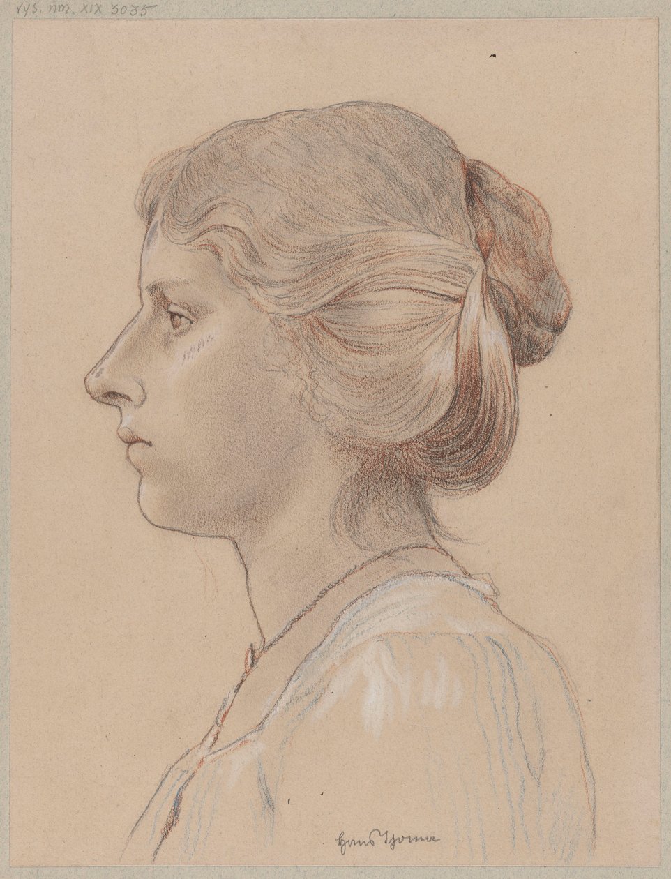 Busto de uma jovem de perfil de Hans Thoma