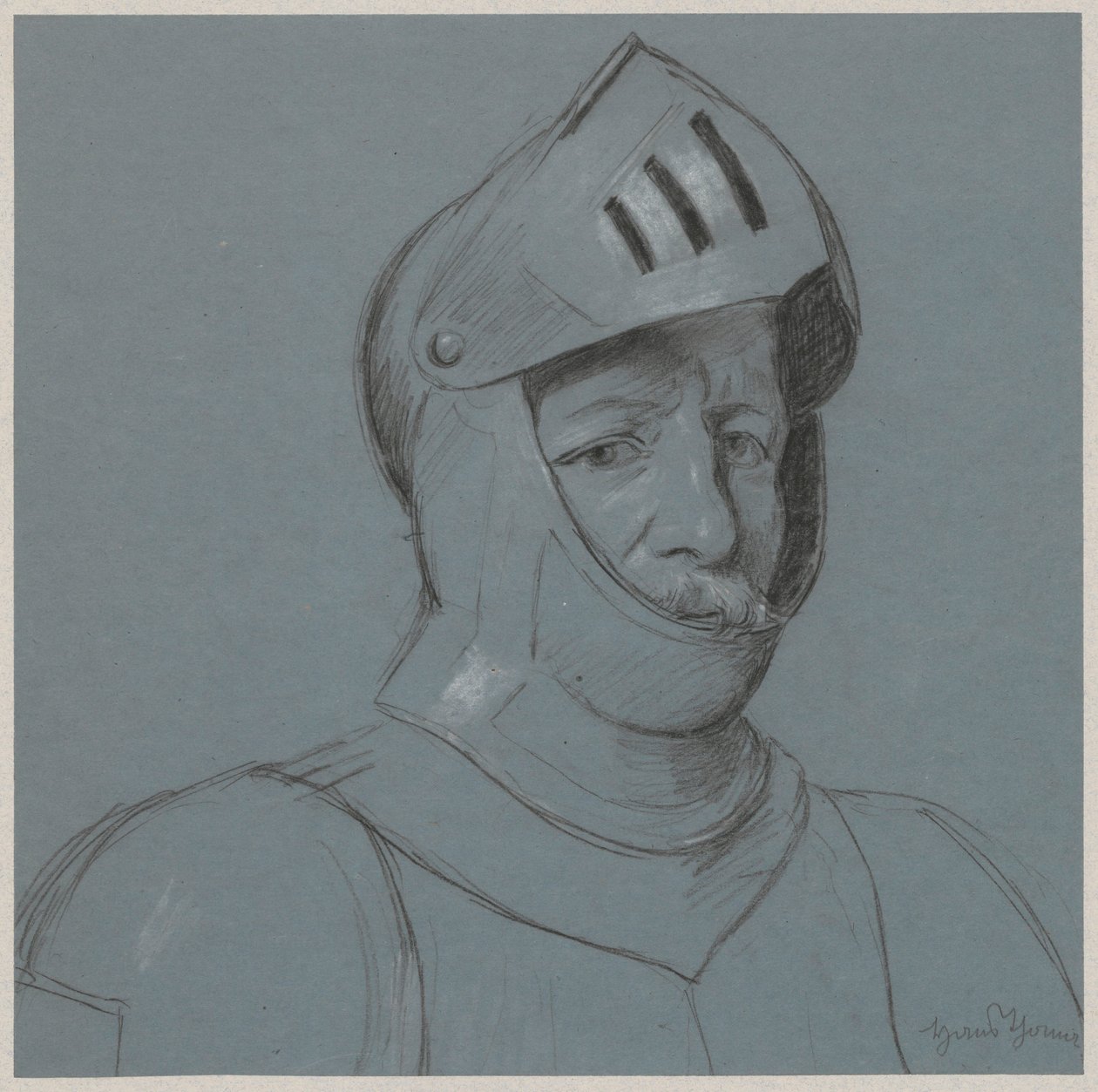 Busto de um cavaleiro com armadura de Hans Thoma