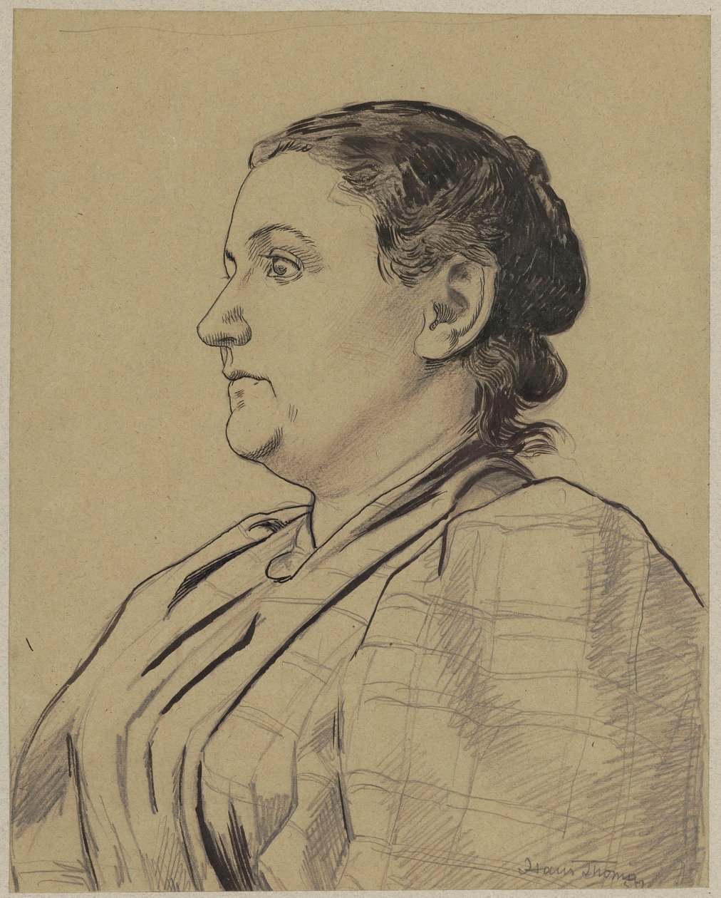 Retrato da esposa do artista - Celli de Hans Thoma